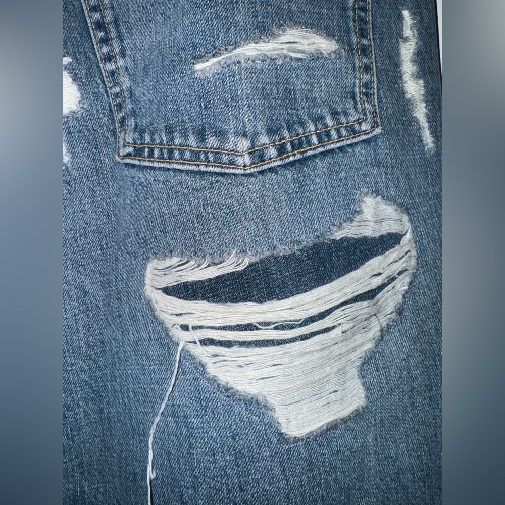 NWT Zara High-Rise Full Length Raw Hem Back Distressed Wide Leg Jeans Sz 12 - Picture 5 of 7